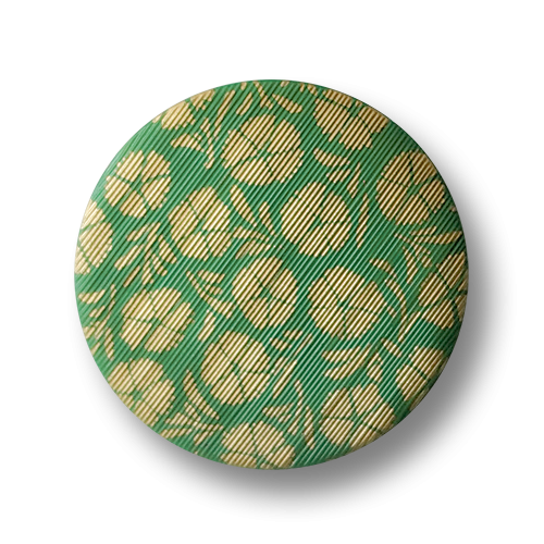 www.knopfparadies.de - 2814gn - Grüne Kunststoffknöpfe mit goldfarbenem Muster
