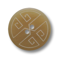 Beiger Kunststoffknopf mit weißem Linien Muster Beiger Kunststoffknopf mit weißem Linien Muster