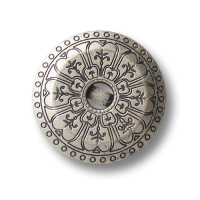 Bildschöne altsilberfarbene Metallknöpfe mit Ornament Muster und Öse Bildschöne altsilberfarbene Metallknöpfe mit Ornament Muster und Öse