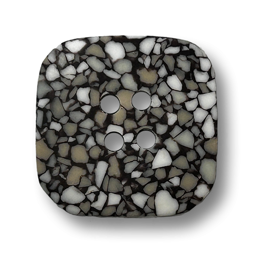 Kunststoffknopf in Terrazzo-Optik: Quadratisch mit abgerundeten Ecken