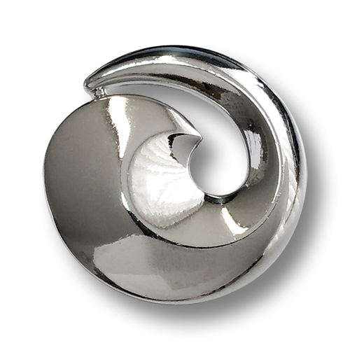 www.knopfparadies.de - 3903si - Glänzend silberfarbene Kunststoffknöpfe in Spiralform