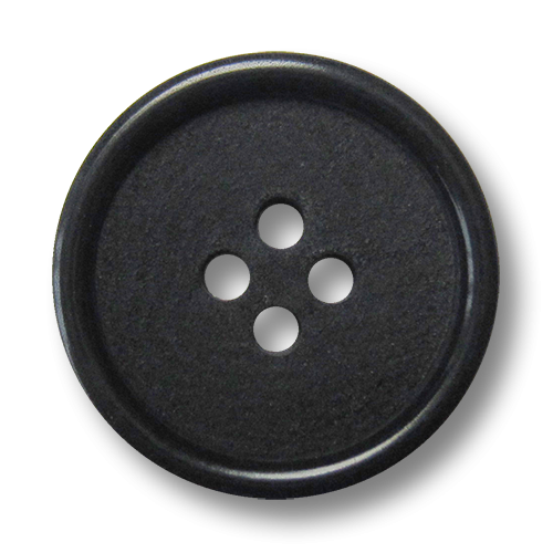 Schwarzer Basic Vierloch Knopf aus echter Steinnuss