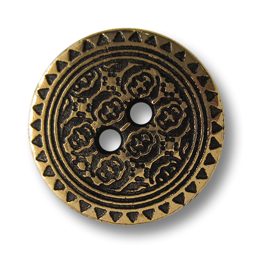 www.Knopfparadies.de - 1494go - Goldene Metallknöpfe mit Ornament Muster