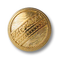 Glänzend goldfarbener Metallknopf mit Fantasiemuster Glänzend goldfarbener Metallknopf mit Fantasiemuster