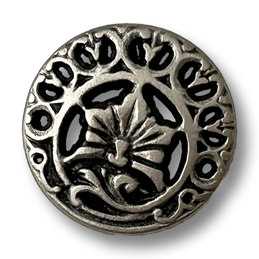 Altsilberfarbene Metallknöpfe mit Durchbruchmuster