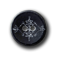 Schwarzer kleiner Kunststoff Knopf mit Blumen Muster Schwarzer kleiner Kunststoff Knopf mit Blumen Muster