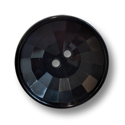 www.knopfparadies.de - 0056sc - Schwarz funkelnde Kunststoffknöpfe mit zwei Löchern