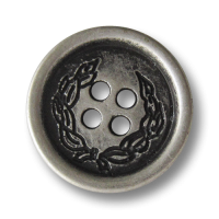 www.Knopfparadies.de - 4074as - Silberne Vierloch Metallknöpfe mit Ranken oder Kranz Motiv www.Knopfparadies.de - 4074as - Silberne Vierloch Metallknöpfe mit Ranken oder Kranz Motiv