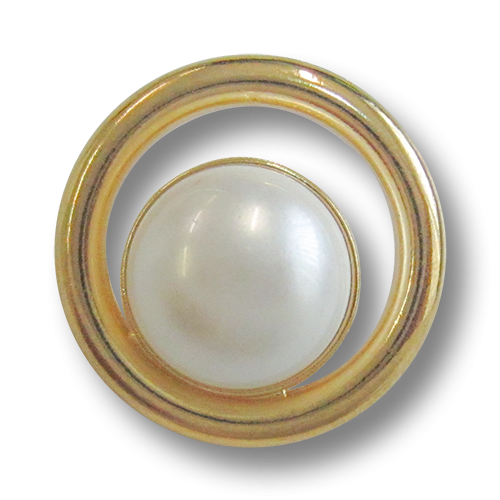 www.Knopfparadies.de - 3161pg - Mondäne gold weiße Metallknöpfe mit Öse