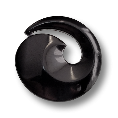 www.knopfparadies.de - 3903sc - Schwarze, spiralförmige Kunststoffknöpfe mit Durchbruch