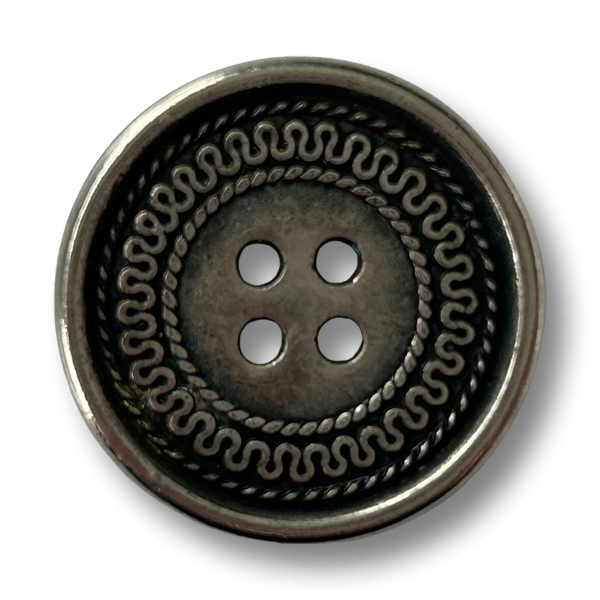 www.knopfparadies.de – 0553as – Metallknöpfe altsilber 4-Loch Vintage Ornament