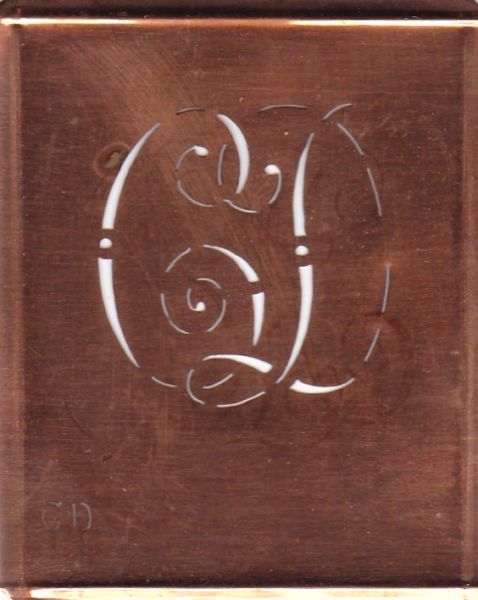 www.knopfparadies.de - CD-sch-247 - Alte, unbenutzte, verschlungene Kupferschablone CD