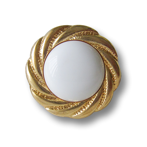 Glänzend weiß gewölbter Kunststoff Ösen Knopf mit goldenem Rand