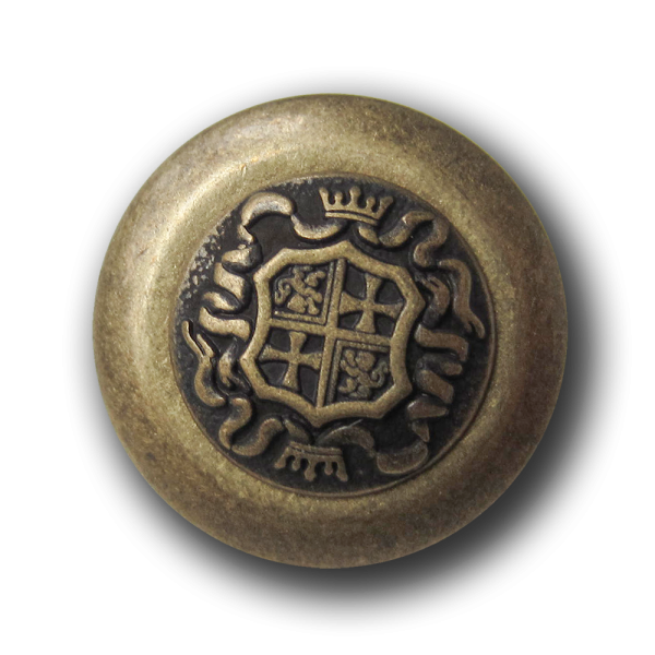 Edler Wappen Metall Knopf mit Krone, Kreuz & Löwe