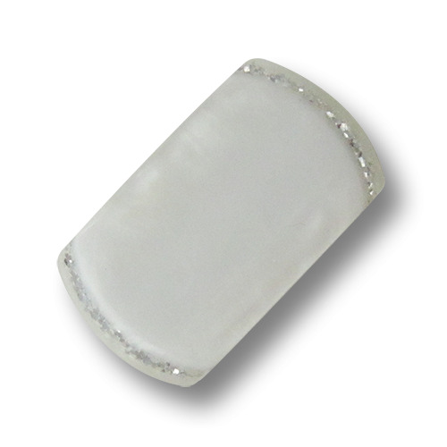 www.Knopfparadies.de - 5956we - Schimmernde rechteckige Knebelknöpfe aus Kunststoff in Weiß