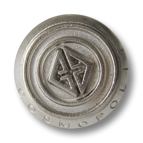 www.Knopfparadies.de - 3092si - Edle silberne Metallknöpfe mit Logo und Schriftzug Cosmopolit
