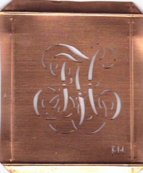 www.knopfparadies.de - FH-sch-770 - Wäsche-Schablone Sticken Monogramm Stickvorlage FH