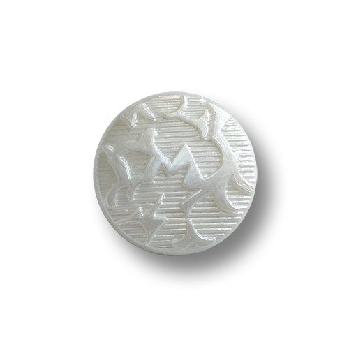 www.knopfparadies.de - 6774we - Weiß schimmernde Kunststoffknöpfe mit filigranem Muster