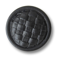 www.Knopfparadies.de - 4420sc - Rustikale schwarze Kunststoffknöpfe mit Web Muster wie Lederknöpfe www.Knopfparadies.de - 4420sc - Rustikale schwarze Kunststoffknöpfe mit Web Muster wie Lederknöpfe