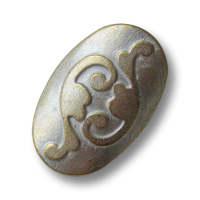 Traumhafte silbrig messingfb. oval gewölbte Ösen Metallknöpfe mit Ranken Muster Traumhafte silbrig messingfb. oval gewölbte Ösen Metallknöpfe mit Ranken Muster