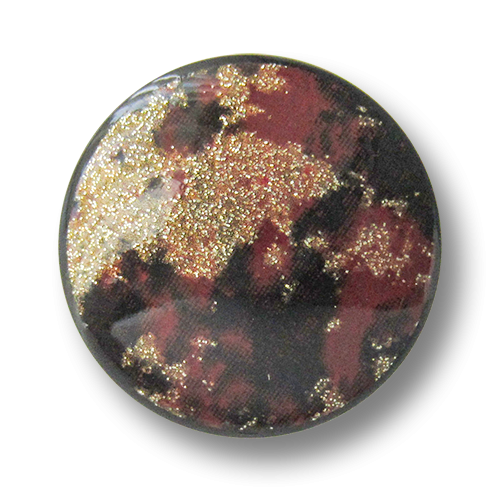 www.Knopfparadies.de - 3276rg - Elegante schwarz rot goldene Glitzerknöpfe aus Kunststoff