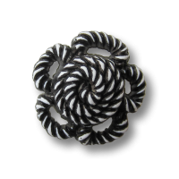 Origineller schwarz-weißer Blumen Knopf in Kordel-Optik Origineller schwarz-weißer Blumen Knopf in Kordel-Optik