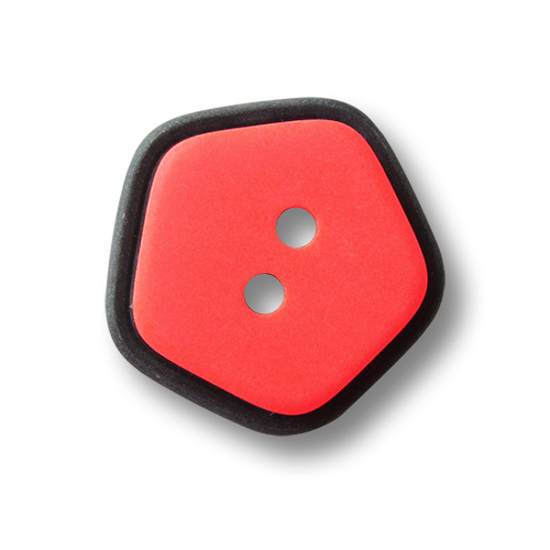 Moderner fünfeckiger Kunststoff Knopf in Pink, Schwarz & Weiß