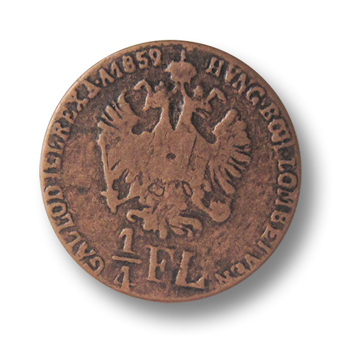 www.knopfparadies.de - cu - Historische Münzknöpfe: Österreichische 1/4 Florin mit Doppelkopfadler