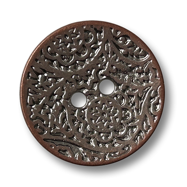 Antik-Kupfer trifft Silberglanz – Vintage-Knöpfe mit edlem Reliefmuster