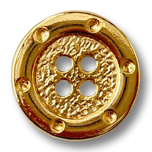 www.knopfparadies.de - 3561go - Glänzend goldfarbene Metallknöpfe mit vier Knopflöchern