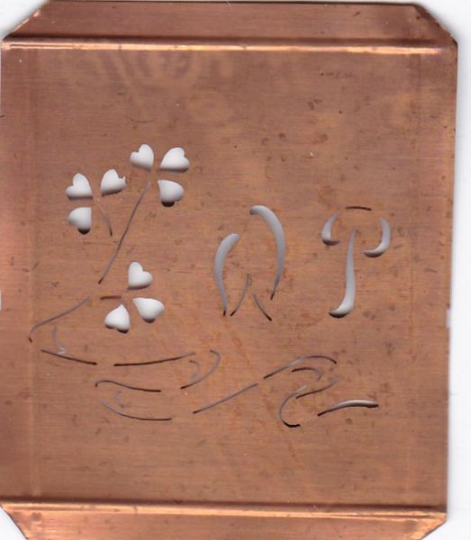 www.knopfparadies.de - WP-sch-413 - Außergewöhnliche alte Monogrammschablone WP