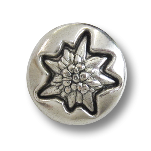 www.Knopfparadies.de - 5966si - Silberne Edelweißknöpfe aus Metall mit leichten Mängeln