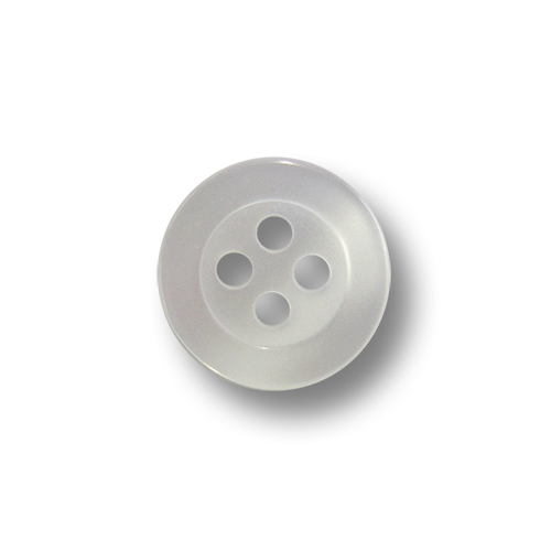 www.Knopfparadies - 5953we - Attraktive kleine weiße Kunststoffknöpfe in Perlmuttoptik mit vier Knopflöchern
