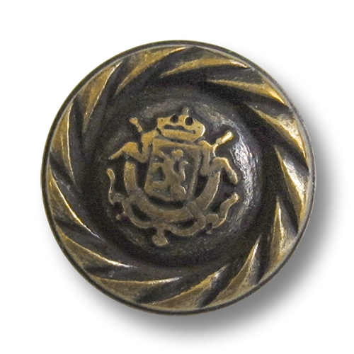 www.knopfparadies.de - 3154me - Mondäne, schwere Metallknöpfe mit Wappen