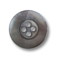 Edler Perlmutt Knopf in Grau mit breitem Rand und vier Löchern Edler Perlmutt Knopf in Grau mit breitem Rand und vier Löchern