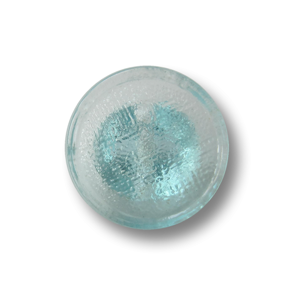 Kleiner hellblau transparenter Ösen Glas Knopf