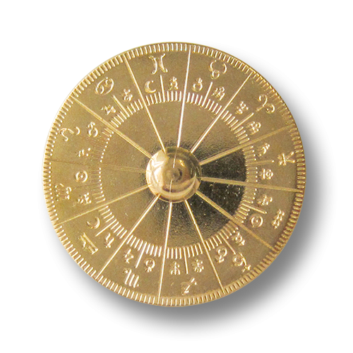 www.Knopfparadies.de - 3119go - Mystische Motivknöpfe mit astrologischem Horoskop in Gold