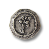 Metallknopf mit stilisiertem Baum Metallknopf mit stilisiertem Baum