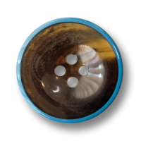 Braune Kunststoffknöpfe mit blauem Kontrastrand Braune Kunststoffknöpfe mit blauem Kontrastrand