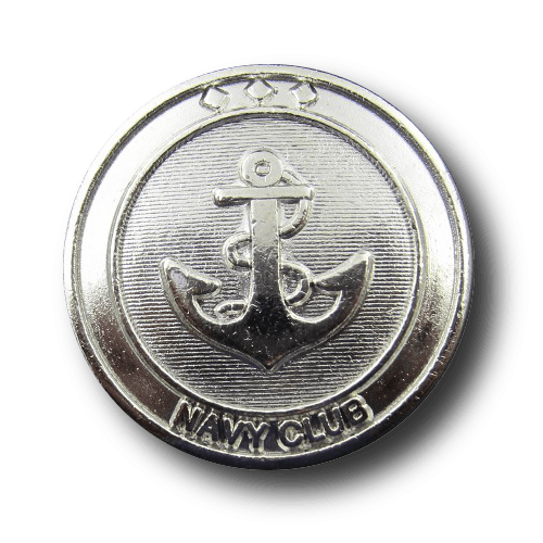 10 Maritime Metallknöpfe glänzend silber mit Durchbruchmuster: Anker 5914si
