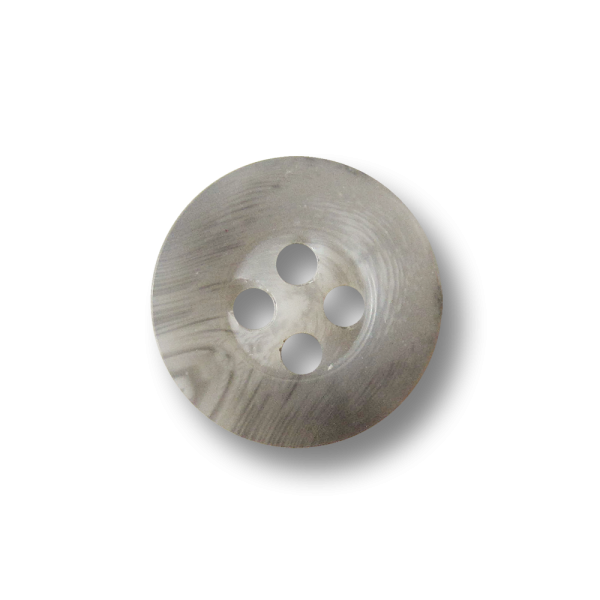 Kleiner grau melierter Vierloch Knopf mit breitem Rand