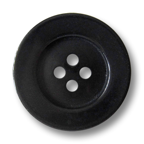 www.Knopfparadies.de - 5906sc - Klassische schwarze Vierlochknöpfe aus Kunststoff mit breitem Rand