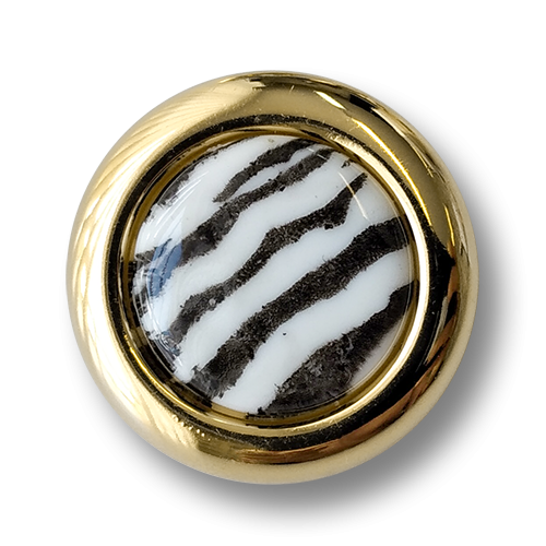 Exklusive Kunststoffknöpfe im Zebra Design mit goldfb. Rand