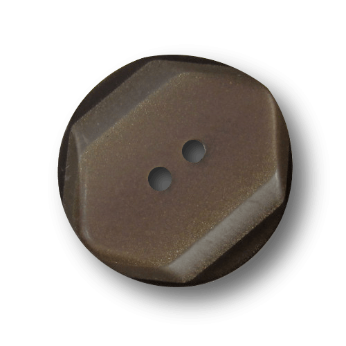 Toffee brauner Zweiloch Kunststoff Knopf mit Sechseck