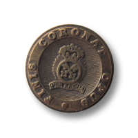 Ösenknöpfe aus Metall in Altmessing mit Wappenmotiv Ösenknöpfe aus Metall in Altmessing mit Wappenmotiv