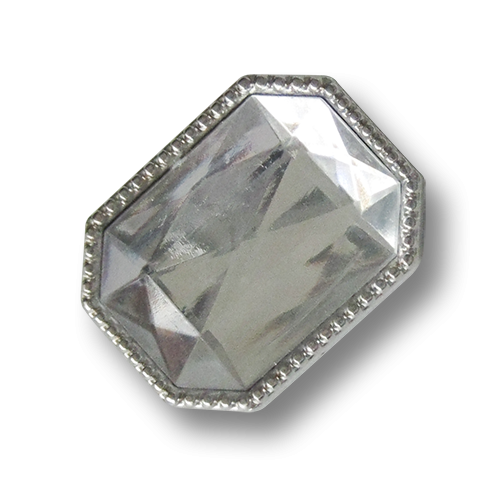 www.knopfparadies.de - 5453tr - Silber glänzende Glitzerknöpfe mit Stein