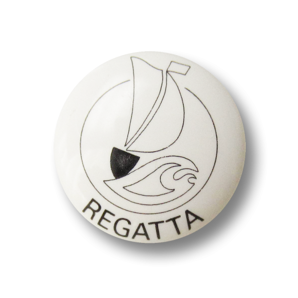 Sportliche weiße Kunststoff Ösen Knöpfe mit Segel Boot Motiv "Regatta"