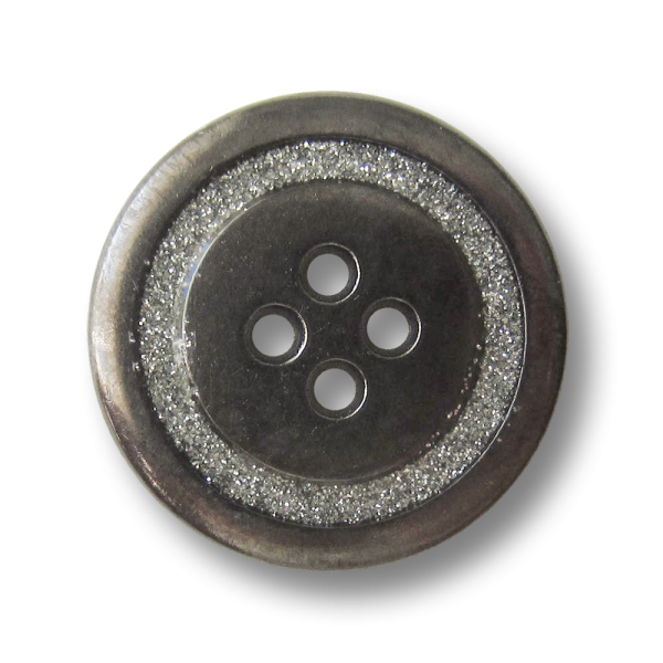 Günstigere chromfb. Vierloch Metallknöpfe mit silbriger Glitzer-Einlage / B-WARE