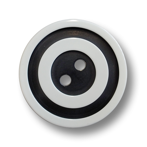 www.knopfparadies.de - 4581sw - Schwarz weiß gestreifte Kunststoffknöpfe mit zwei Knopflöchern