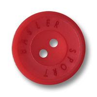www.Knopfparadies.de - 2823ro - Sportive rote Zweiloch Kunststoffknöpfe mit Designer Logo www.Knopfparadies.de - 2823ro - Sportive rote Zweiloch Kunststoffknöpfe mit Designer Logo